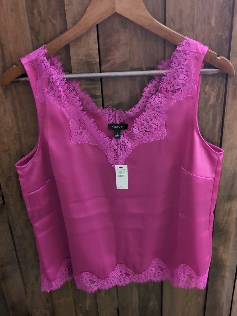 Talbots Hot Pink Lace-Trim Sleeveless Shell